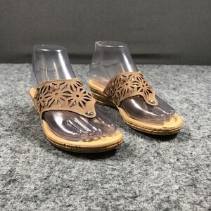 Spring Step Sandals Womens Size 6 Brown Leather Thong Wedge Made In Italy